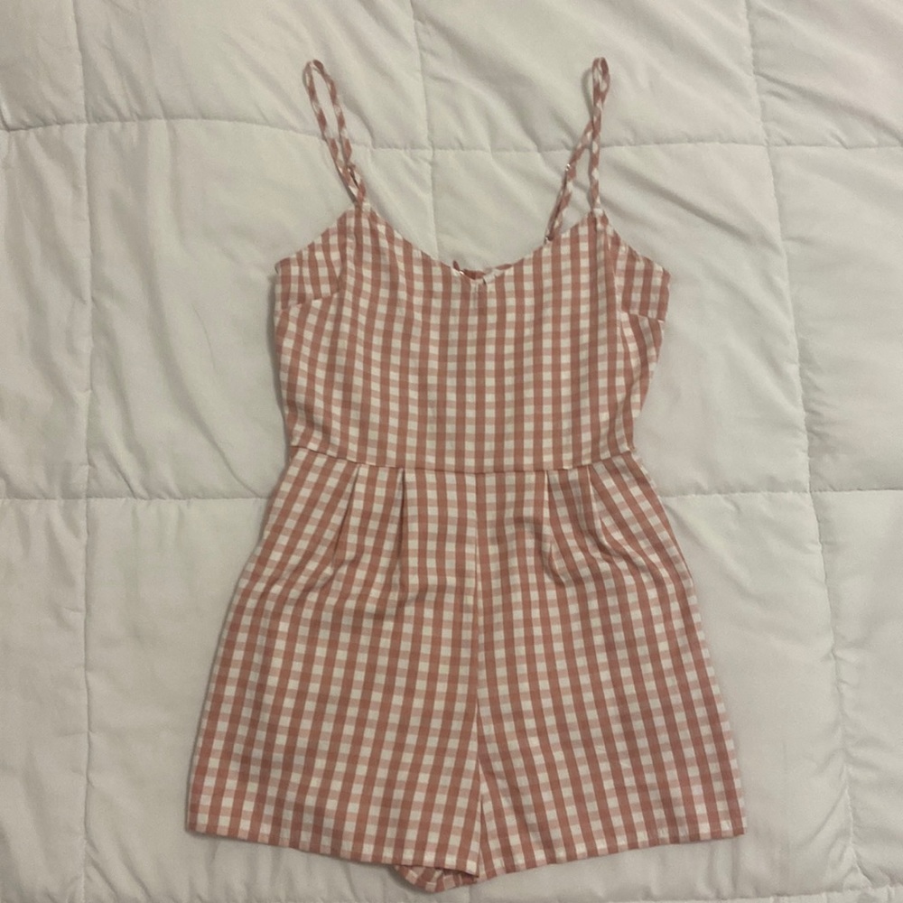 ivy+main pink gingham romper